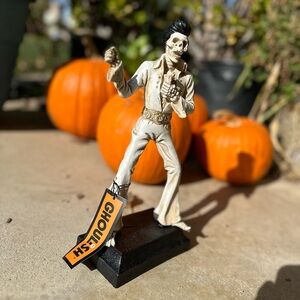 Skeleton Elvis Halloween Figurine - White